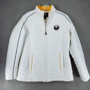 Buffalo Sabres Quilted Puffer Jacket Womens‎ Size M GIII Carl Banks White Logo